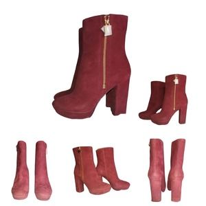 MICHAEL KORS frenchie platform bootie suede size US 10M color: brandy (maroon)